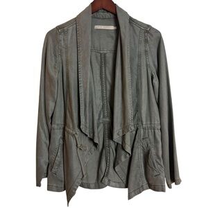 Max Jeans Drape Front Tencel Utility Jacket Olive Sage Green Size Small Pockets